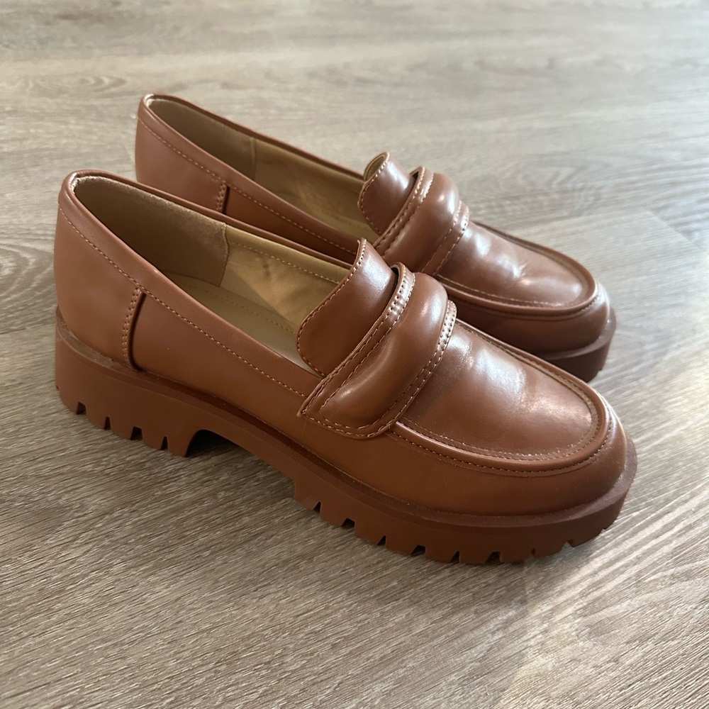 Brown chunky loafers
